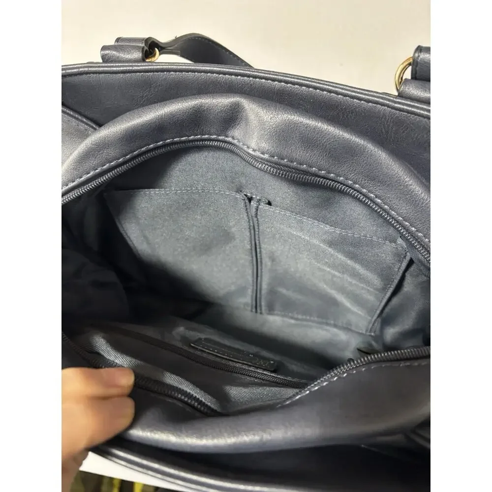 INC International Concepts Blue Faux Leather Shoulder Bag Essential Timeless‎